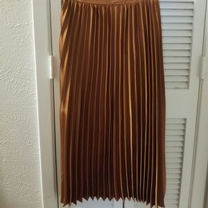 altar'd state satin pleated long orange skirt